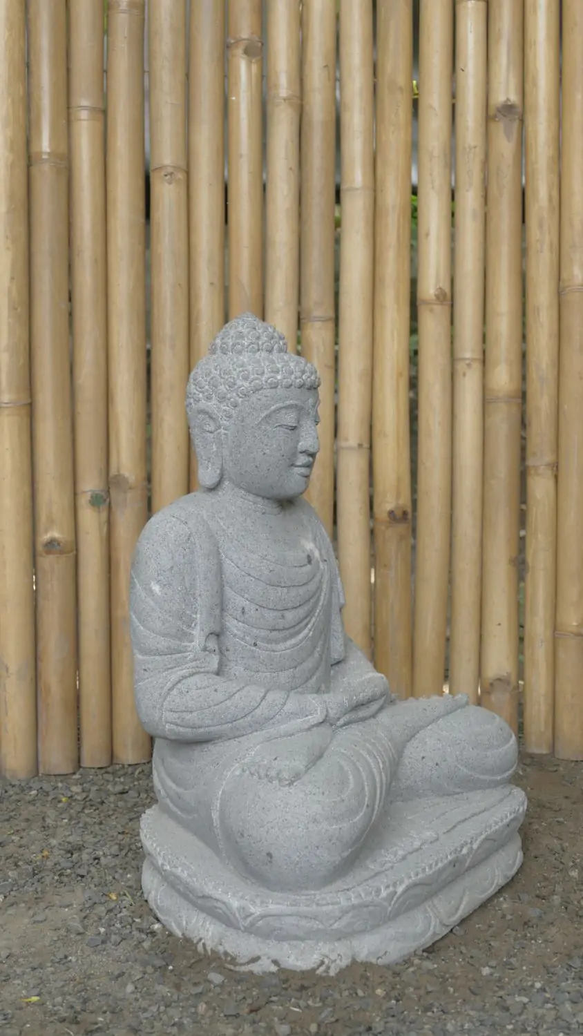  Product image 4 of the product “Seated Buddha made of Riverstone in Dhyana position - gesture of meditation, 58cm height, natural ”